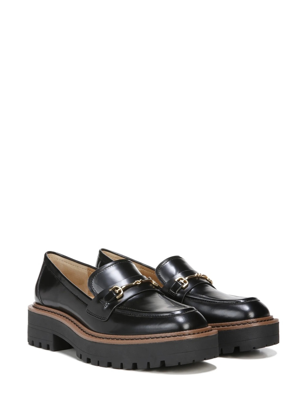 Sam Edelman Black Leather Lug Sole Loafers | Size 8.5
